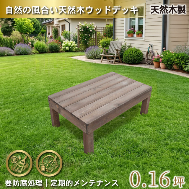 天然木製ウッドデッキ60系　ダークブラウン　1台　幅600mmX奥900mmX高350mm　igardeNオリジナル商品　60N1ddb　N60D