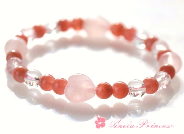 結婚のソウルメイトと出会うインカローズハートパワーストーンブレスレット