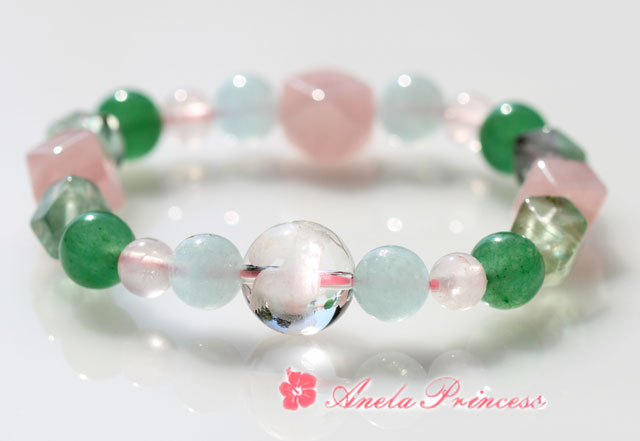 １２ｍｍ天使水晶入り恋愛、希望パワーストーンブレスレット（１６ｃｍ）