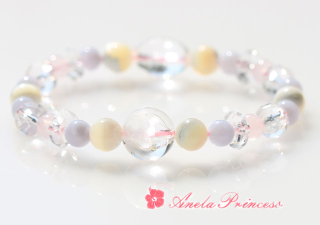 １２ｍｍ天使水晶入り、恋人との絆を深め、幸せな結婚へ導くパワーストーンブレスレット（１６ｃｍ）