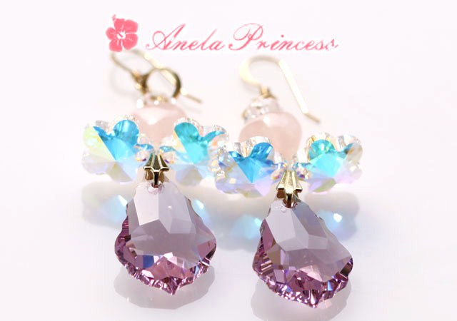 天使スワロフスキーピアス【アメジスト】