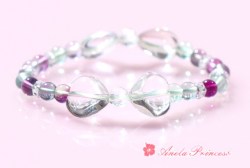 ハワイのマナ入り【フローライト】リボンパワーストーンブレスレット