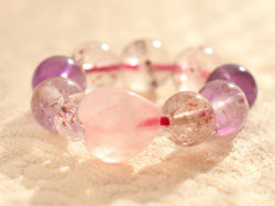 スーパーセブンとハートローズクォーツパワーストーンリング