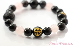 ドラゴンの守り盾・守護浄化オニキスパワーストーンブレスレット（ピンク）