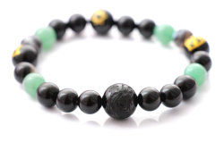 ドラゴンの守り盾・健康・守護浄化オニキスパワーストーンブレスレット（グリーン）