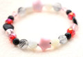 パール、トルマリン入り水晶、ハートオニキス、ピンク星の浄化・お守り妖精ブレスレット