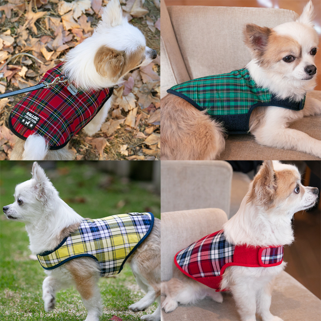 ラロック シンプルジャケット チェック SS・Sサイズ 小型犬用 - 首輪の