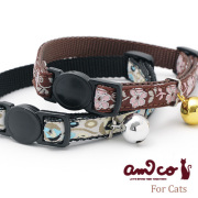 ラロック アミコ 猫の首輪 ピンクフラワー＆メテオ猫カラー