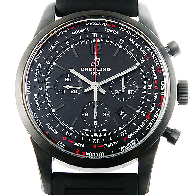 トランスオーシャン ユニタイム パイロット ブラックスチール 世界限定1000本 MB0510 メイン画像