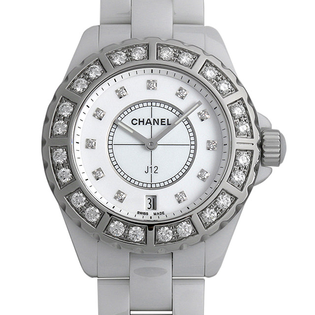J12 白セラミック 11Pダイヤ ベゼルダイヤ H2430 メイン画像