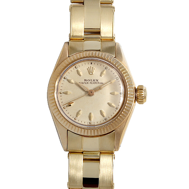 ロレックス オイスターパーペチュアル 6619 アイボリー/バー アンティーク レディース