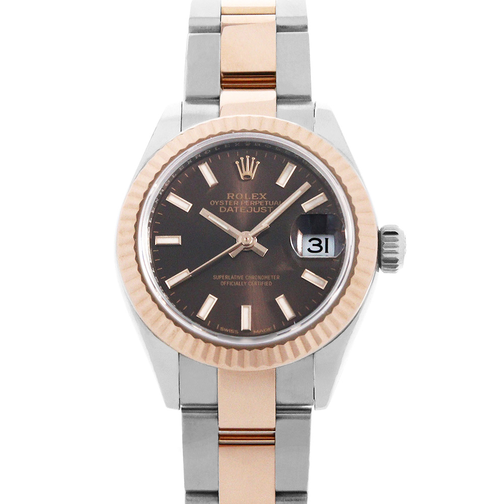 ロレックス デイトジャスト28 279171 チョコレートブラウン/バー/3列/オイスターブレス 中古 レディース