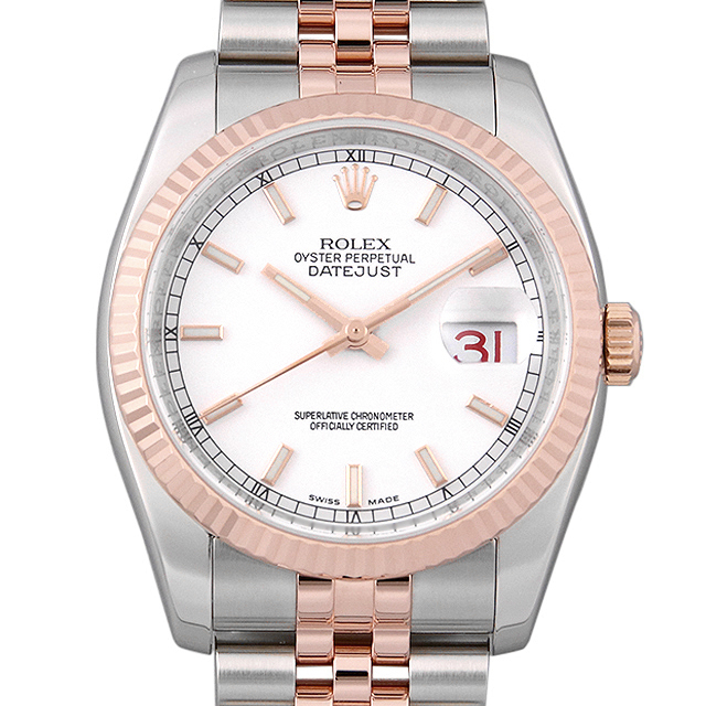 ロレックス デイトジャスト D番 116231 ホワイト/バー 中古 メンズ