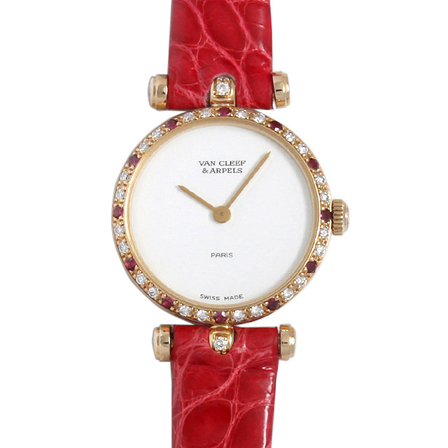 VAN CLEEF&ARPELS Round Ruby Diamond Bezel 18901BR221BN Used Women's
