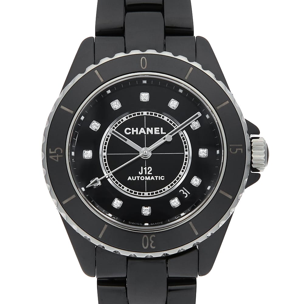 H5702 ブラック CHANEL（シャネル）J12 黒セラミック 12Pダイヤ 中古