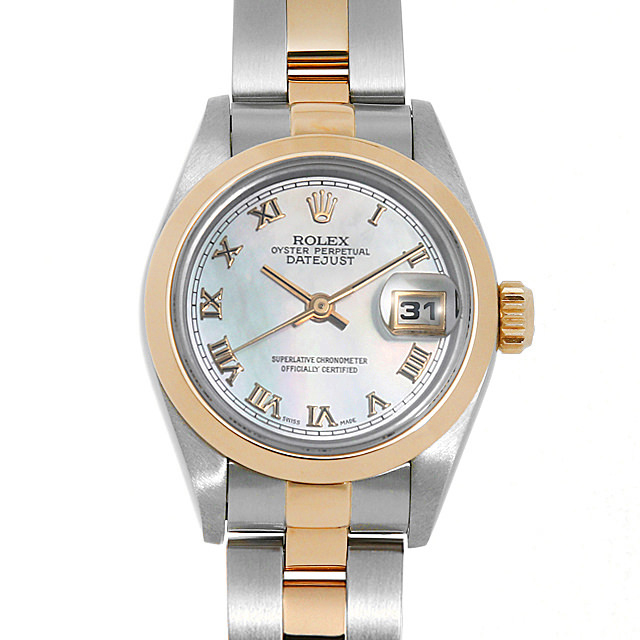 ロレックス デイトジャスト 69163NR ホワイトシェル/ローマ T番 中古 レディース