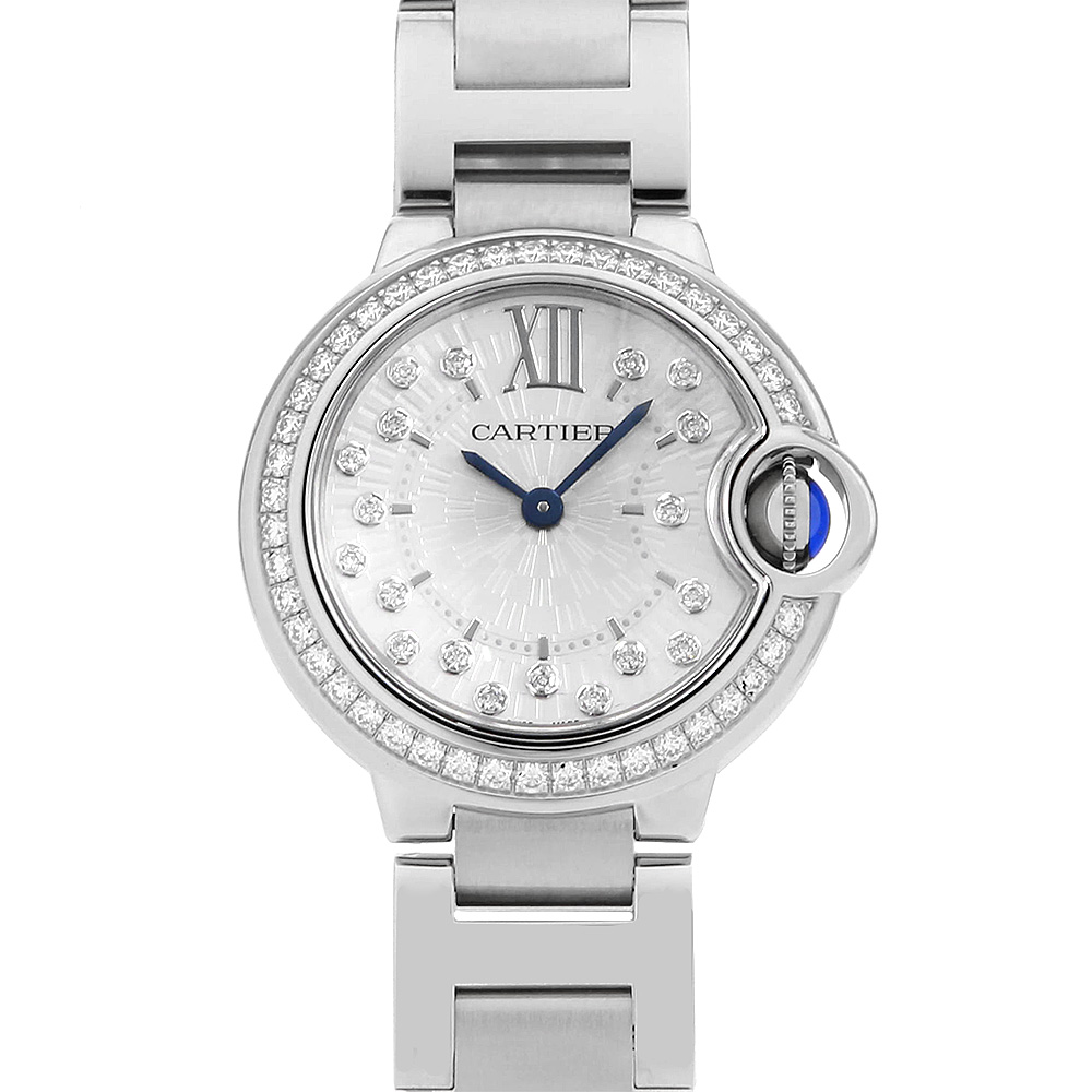 W4BB0034 シルバー Cartier（カルティエ）バロンブルー 19Pダイヤ 中古