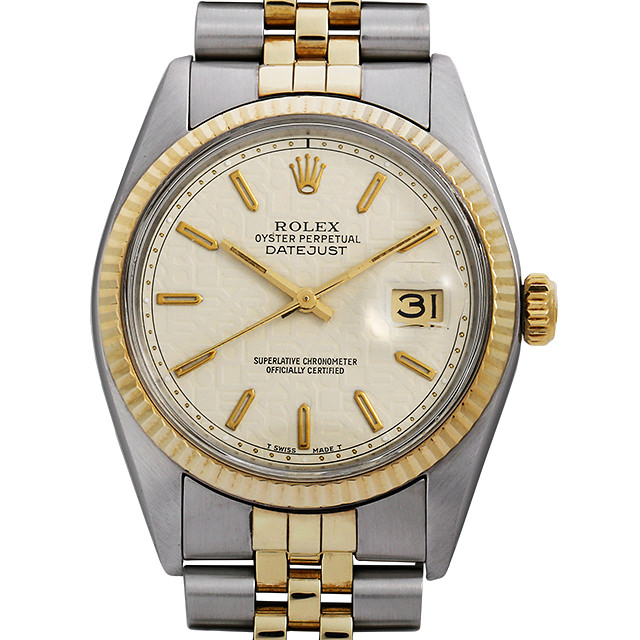 ロレックス デイトジャスト 16013 アイボリー彫りコンピューター/バー 60番 中古 メンズ