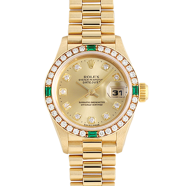 デイトジャスト 10Pダイヤ ベゼルダイヤ/4Pエメラルド 69078G メイン画像