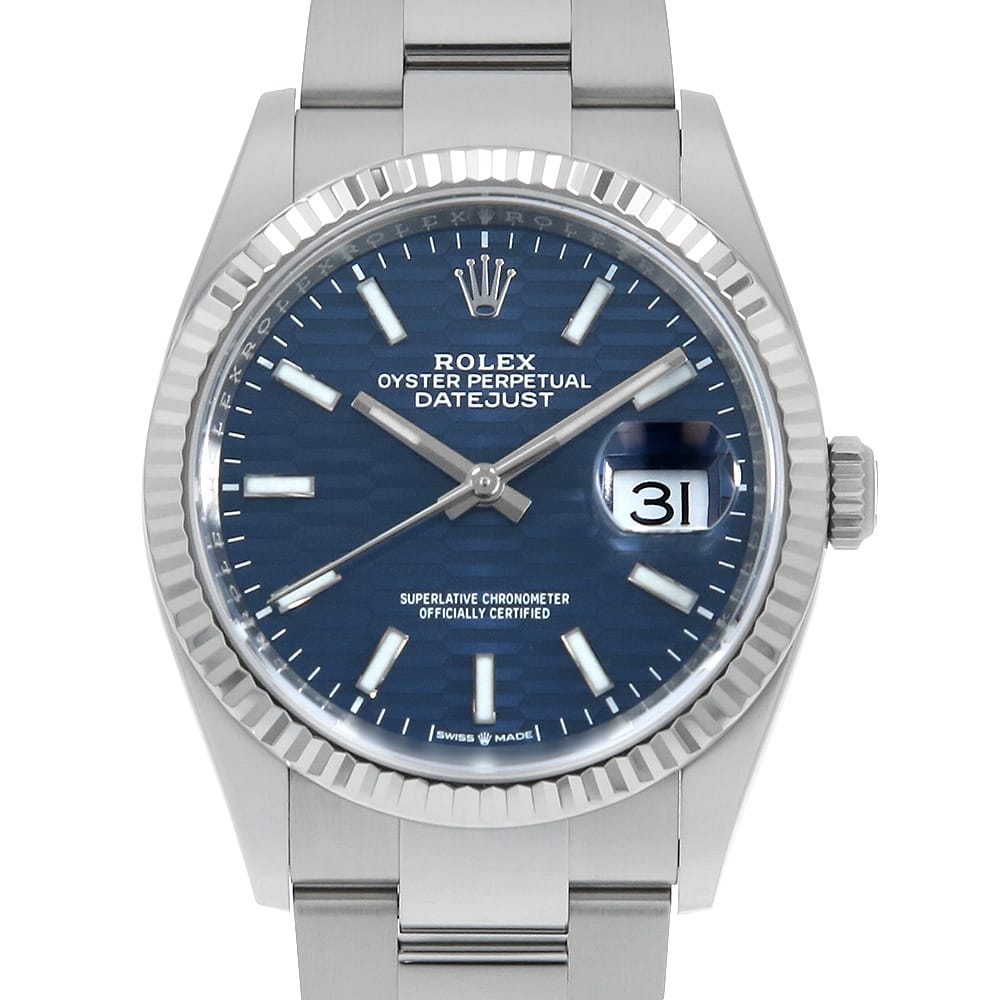 ROLEX Datejust 36 126234 Blue Fluted Motif Bar 3-Row Oyster bracelet Bracelet Random Serial Number Used Men's Watch