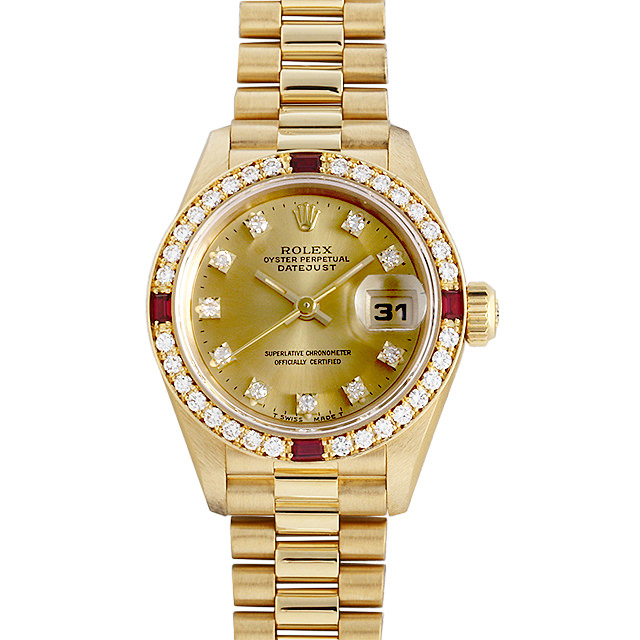 デイトジャスト 10Pダイヤ ベゼルダイヤ/4Pルビー 69068G メイン画像
