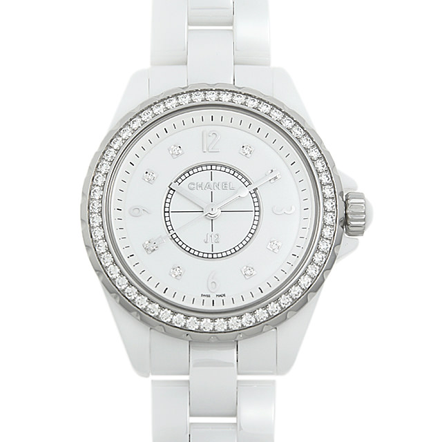 J12 白セラミック 8Pダイヤ ダイヤベゼル H3110 メイン画像