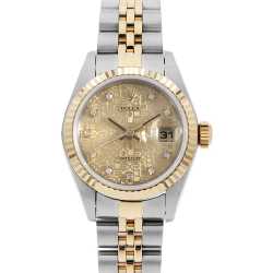 【143808】ROLEX ロレックス 69173G デイトジャスト 26ハウンズトゥース シャンパンハウンズトゥースダイヤル X番 YG/SS 自動巻き 当店オリジナルボックス 腕時計 時計 WATCH レディース 女性 女【中古】 ロレックス デイトジャスト 69173 シャンパンハウンズトゥース