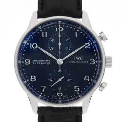 美品 IWC ポルトギーゼ クロノグラフ IW371401 メンズ IWC ポルトギーゼ クロノグラフ IW371401 シルバー メンズ 時計 【中古