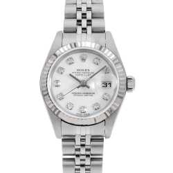 ロレックス デイトジャスト 10Pダイヤ 79174G シルバー F番 レディース 中古 腕時計 79174G シルバー ROLEX（ロレックス）デイトジャスト 10Pダイヤ 中古