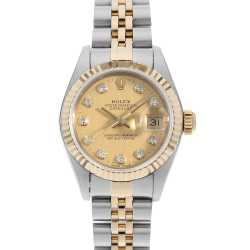 ロレックスデイドジャスト69173 ギャランティ 69173G シャンパン ROLEX（ロレックス）デイトジャスト 10Pダイヤ 中古