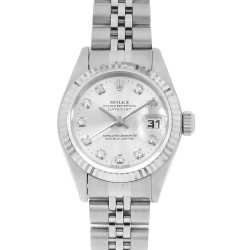 ロレックス デイトジャスト 10Pダイヤ 69174G シルバー T番 レディース 中古 腕時計 79174G シルバー ROLEX（ロレックス）デイトジャスト 10Pダイヤ 中古