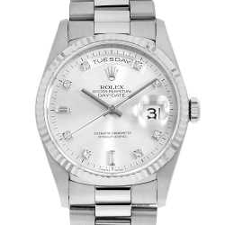 18239A シルバー ROLEX（ロレックス）デイデイト 8Pダイヤ 2P