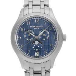 パテックフィリップ　5396R-015　専用ベルト　正規品　ネイビーブルー Patek Philippe 5396R-015 Annual Calendar Moonphase Blue Sunburst
