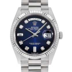 18238A ブルー ROLEX（ロレックス）デイデイト 8Pダイヤ 2Pバゲット