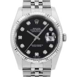 16234G ブラック ROLEX（ロレックス）デイトジャスト 10Pダイヤ 中古