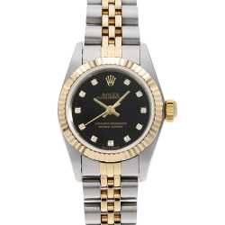 ロレックス デイトジャスト 10Pダイヤ 69173G ブラック X番 レディース 中古 腕時計 69173G ブラック ROLEX（ロレックス）デイトジャスト 10Pダイヤ 中古