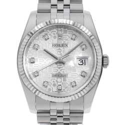 【鑑定済み】ロレックス デイトジャスト10Pダイヤ シルバー 彫りコンピューター ROLEX - 【鑑定済み】ロレックス デイトジャスト10Pダイヤ シルバー