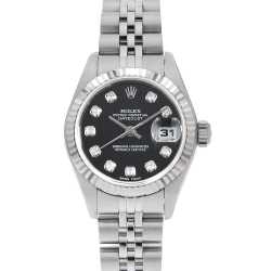 ロレックス デイトジャスト 10Pダイヤ 79174G シルバー 彫りコンピューター F番 レディース 中古 腕時計 ROLEX（ロレックス） デイトジャスト 10Pダイヤ 79174G シルバー 彫り