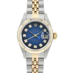 ROLEX ロレックス/デイトジャスト・レディース・SS×WG/10P新ダイヤ/ブルーグラデーション/69174G/U52****/ROLEX/Aランク/84【中古】 デイトジャスト ロレックス ROLEX 69174G 10Pダイヤ ブルー