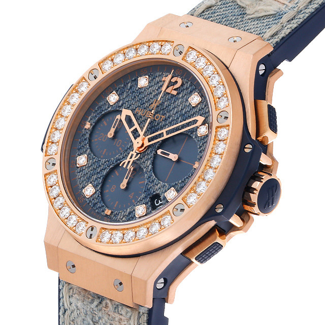 バ*ン様 超美品/ウブロ/ビッグバンジーンズ純正ダイヤベゼル/日本限定モデル腕時 ウブロ ビッグバン ジーンズ スチール ダイヤモンド 日本限定100