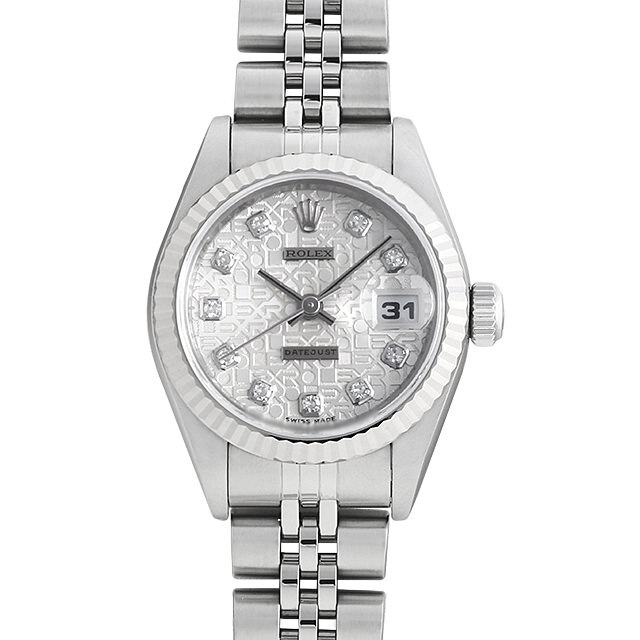 ロレックス デイトジャスト 69174G シルバー シルバー彫りコンピューター 69174G ROLEX（ロレックス） デイトジャスト 10Pダイヤ 中古