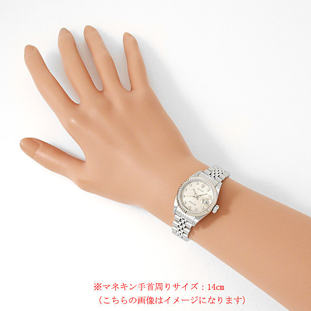 ロレックス デイトジャスト 69174G シルバー シルバー彫りコンピューター 69174G ROLEX（ロレックス） デイトジャスト 10Pダイヤ 中古