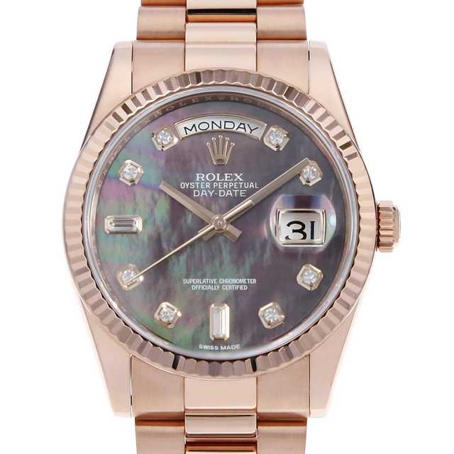 118235FNA ブラックシェル ROLEX（ロレックス）デイデイト 8Pダイヤ 2P
