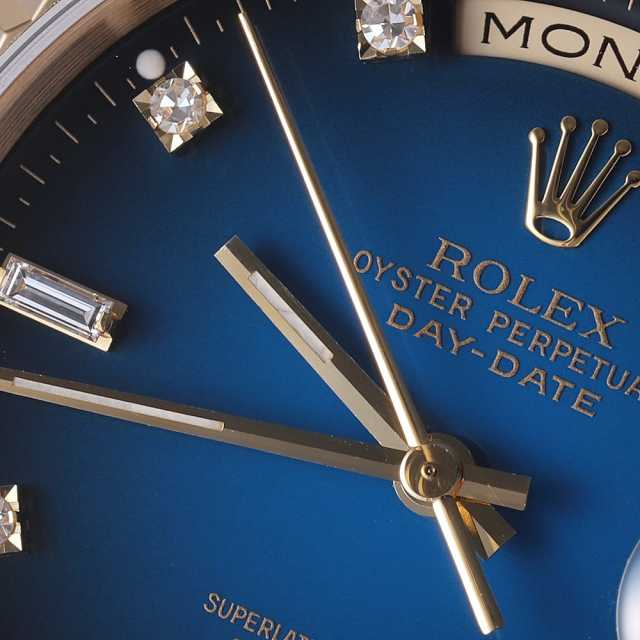 18238A ブルー ROLEX（ロレックス）デイデイト 8Pダイヤ 2Pバゲット