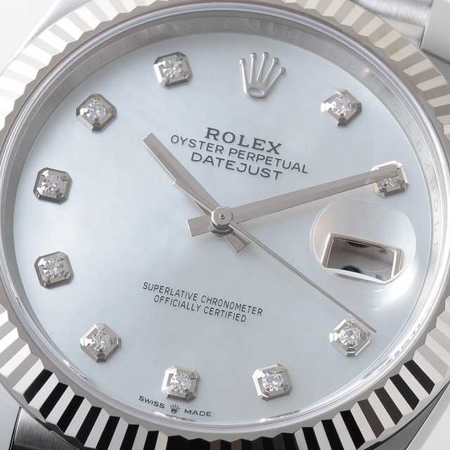 ROLEX ロレックスデイトジャスト壁掛け時計　ホワイト×シルバー　新品未使用 69174G シルバー ROLEX（ロレックス）デイトジャスト 10Pダイヤ 中古