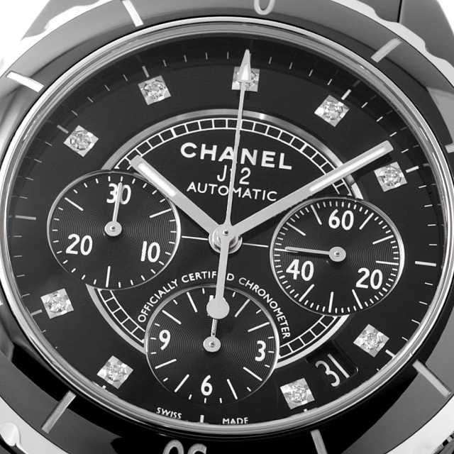 H2419 ブラック CHANEL（シャネル）J12 クロノグラフ 9Pダイヤ 中古