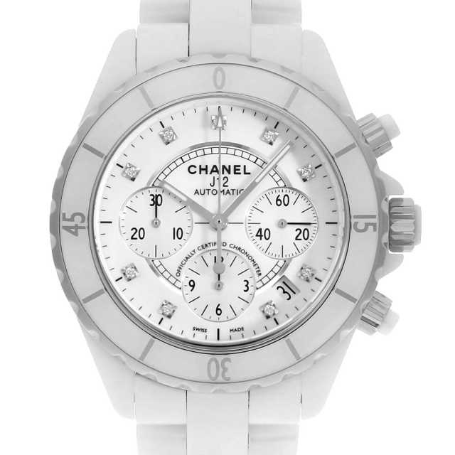 シャネル H2009 ホワイト CHANEL（シャネル）J12 クロノグラフ 9Pダイヤ 中古