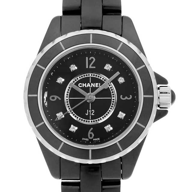 H2569 ブラック CHANEL（シャネル）J12 黒セラミック 8Pダイヤ 中古