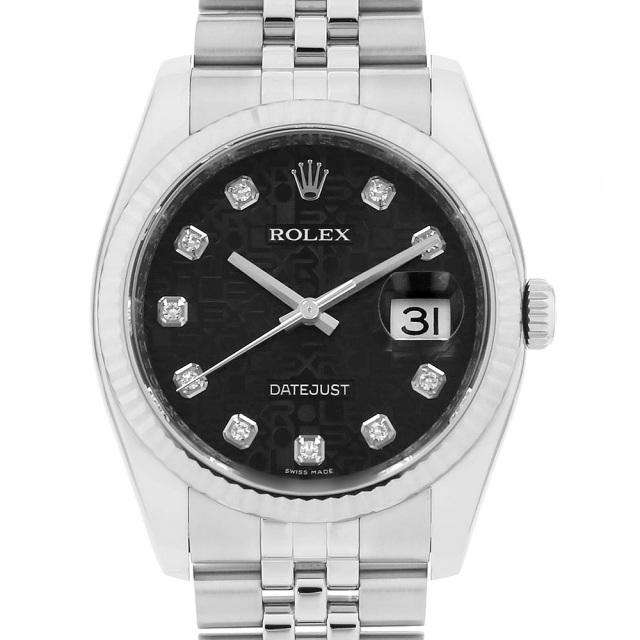 116234G ブラック ROLEX（ロレックス）デイトジャスト 10Pダイヤ 中古  