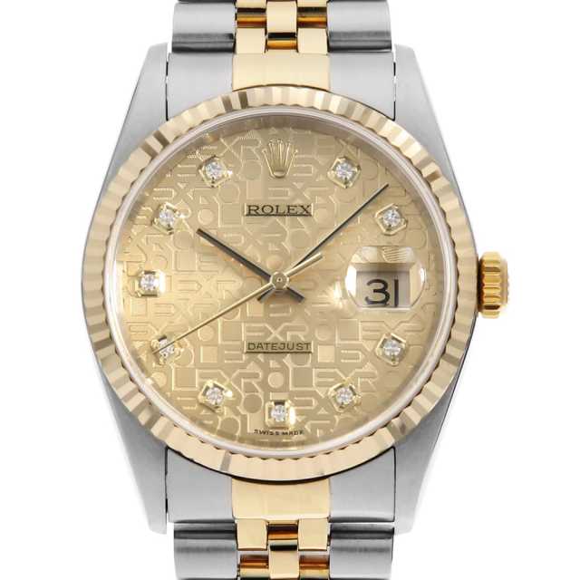ロレックスデイトジャスト10p 16233G 16233G シャンパン ROLEX（ロレックス）デイトジャスト 10Pダイヤ 中古